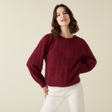Pull à jeux de point fantaisie en mohair - Camelia