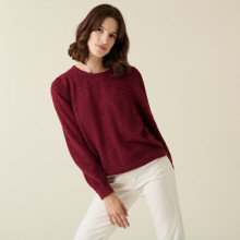 Pull à jeux de point fantaisie en mohair - Camelia