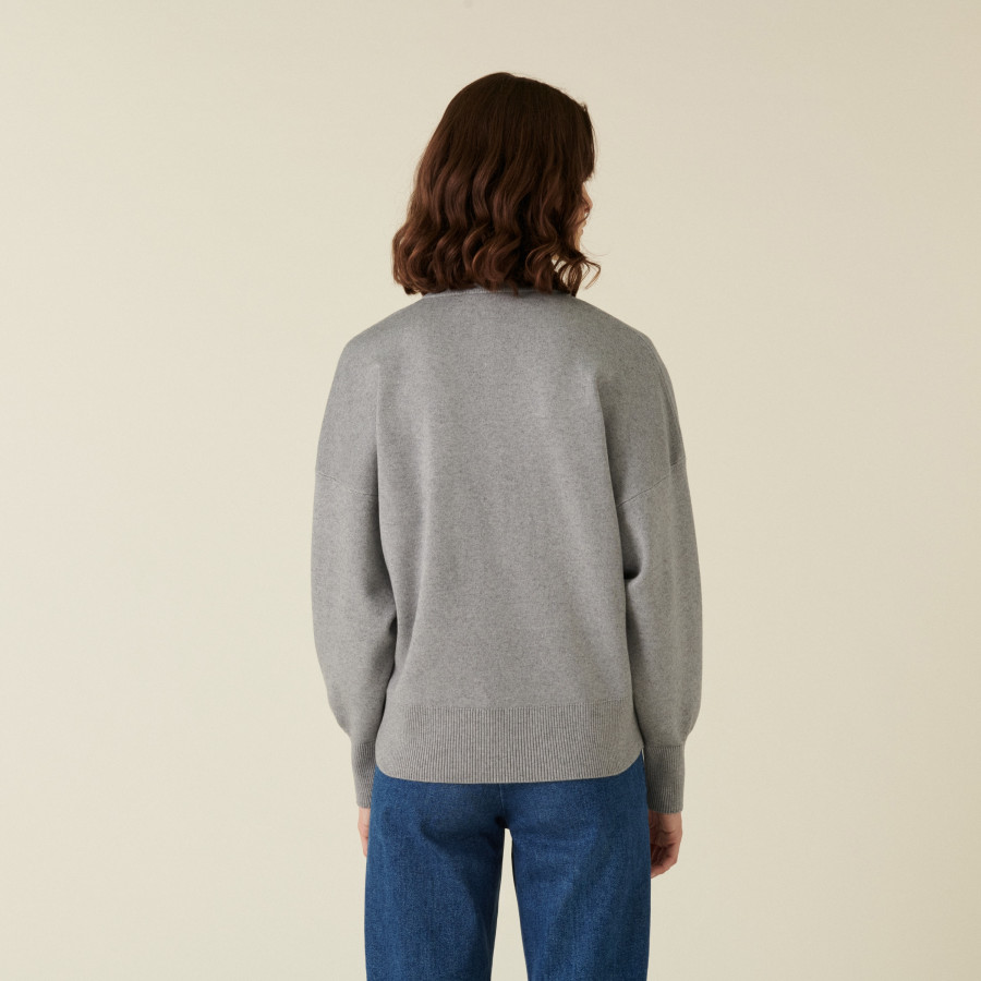 Pull ample col V finition bors côtes - Alderic