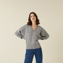 Pull ample col V finition bors côtes - Alderic
