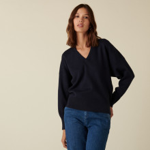 Pull ample col V finition bors côtes - Alderic