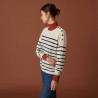 Pull boutonné à col rond bicolore en cachemire - Dalton