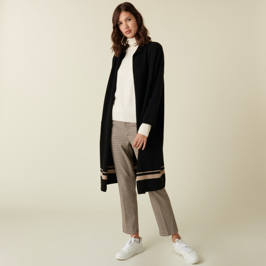 Long gilet col montant en cachemire 3 fils - Dorys