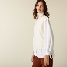 Pull col roulé sans manches en laine mérinos - Claudia