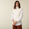Pull col roulé sans manches en laine mérinos - Claudia
