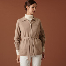 Veste boutonnée en cachemire col polo - Clemence