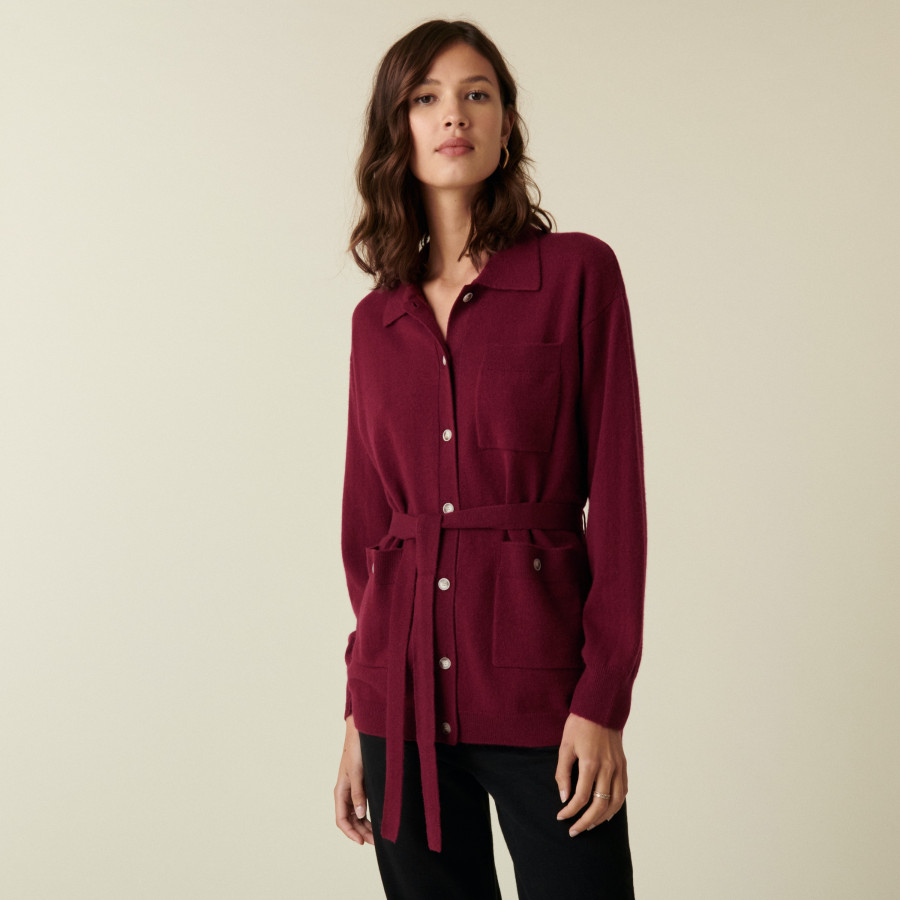 Veste boutonnée en cachemire col polo - Clemence