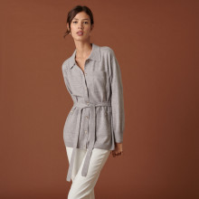 Veste boutonnée en cachemire col polo - Clemence