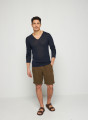 T-Shirt mit tunesischem Kragen aus Slub-Leinen - Blayne