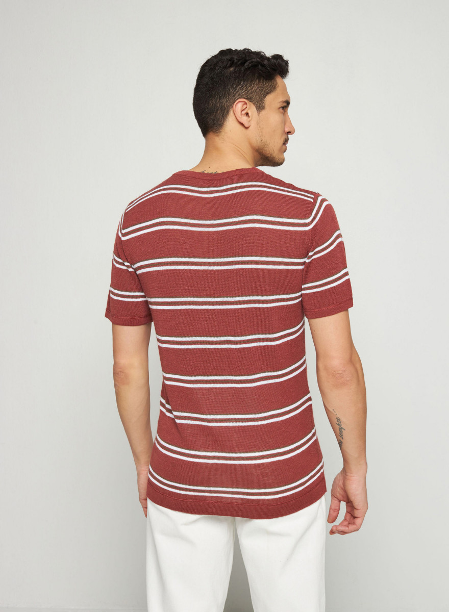 Gestreiftes T-Shirt aus Slub-Leinen - Remi