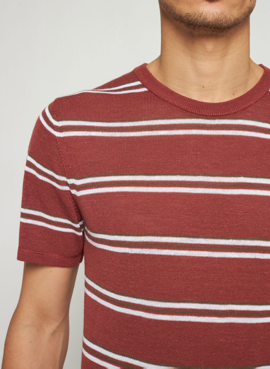 Gestreiftes T-Shirt aus Slub-Leinen - Remi
