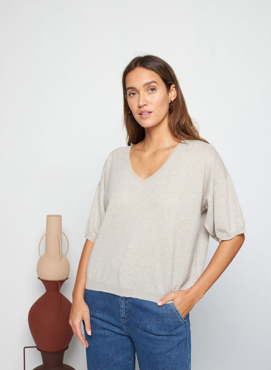 T-Shirt mit Ellbogenärmeln aus leichtem Kaschmir - Solange T-Shirt mit Ellbogenärmeln aus leichtem Kaschmir - Solange