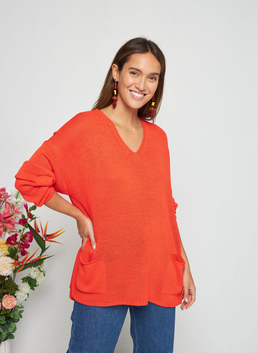 Oversize-Pullover mit V-Ausschnitt aus Corallo - Telma
