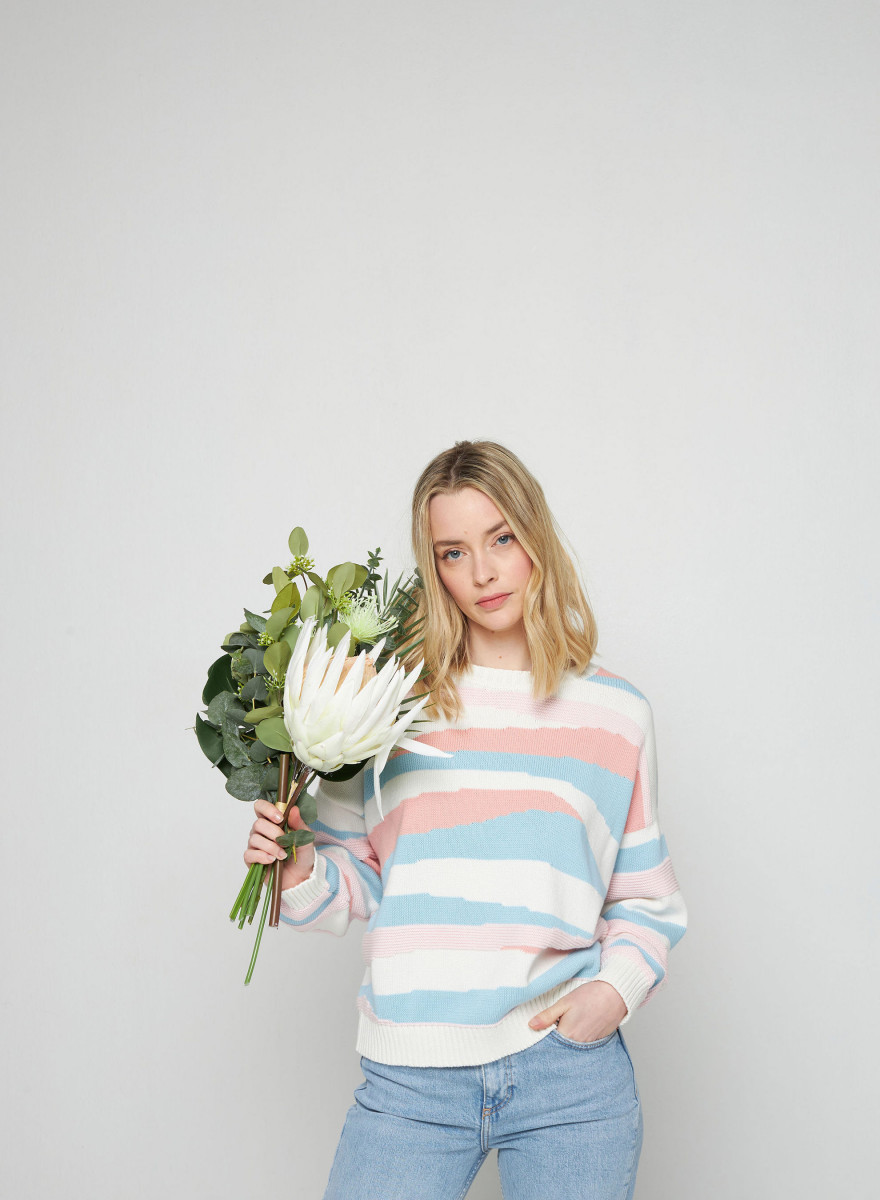 Pullover mit bunten Streifen aus Baumwolle - Solal
