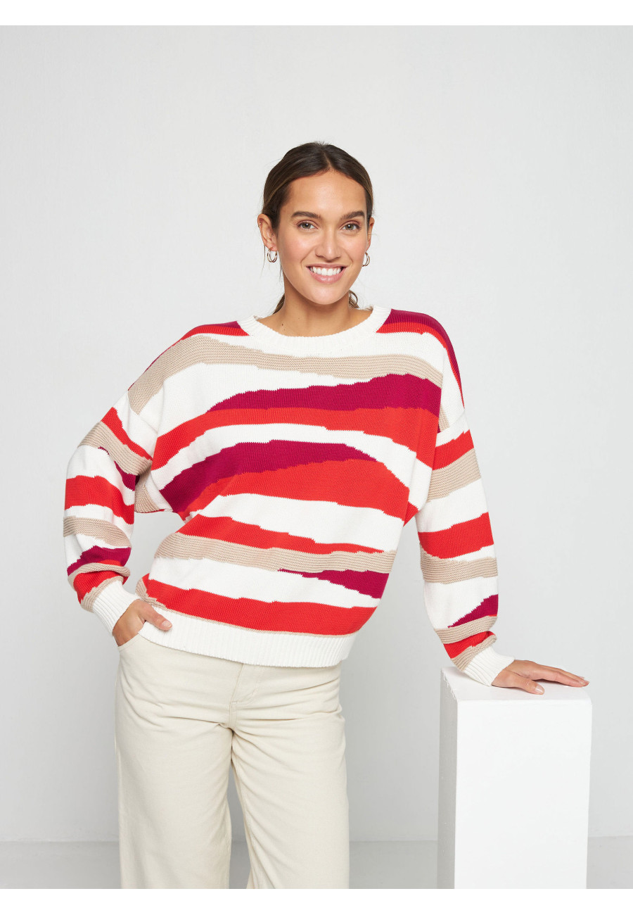 Pullover mit bunten Streifen aus Bio-Baumwolle - Solal