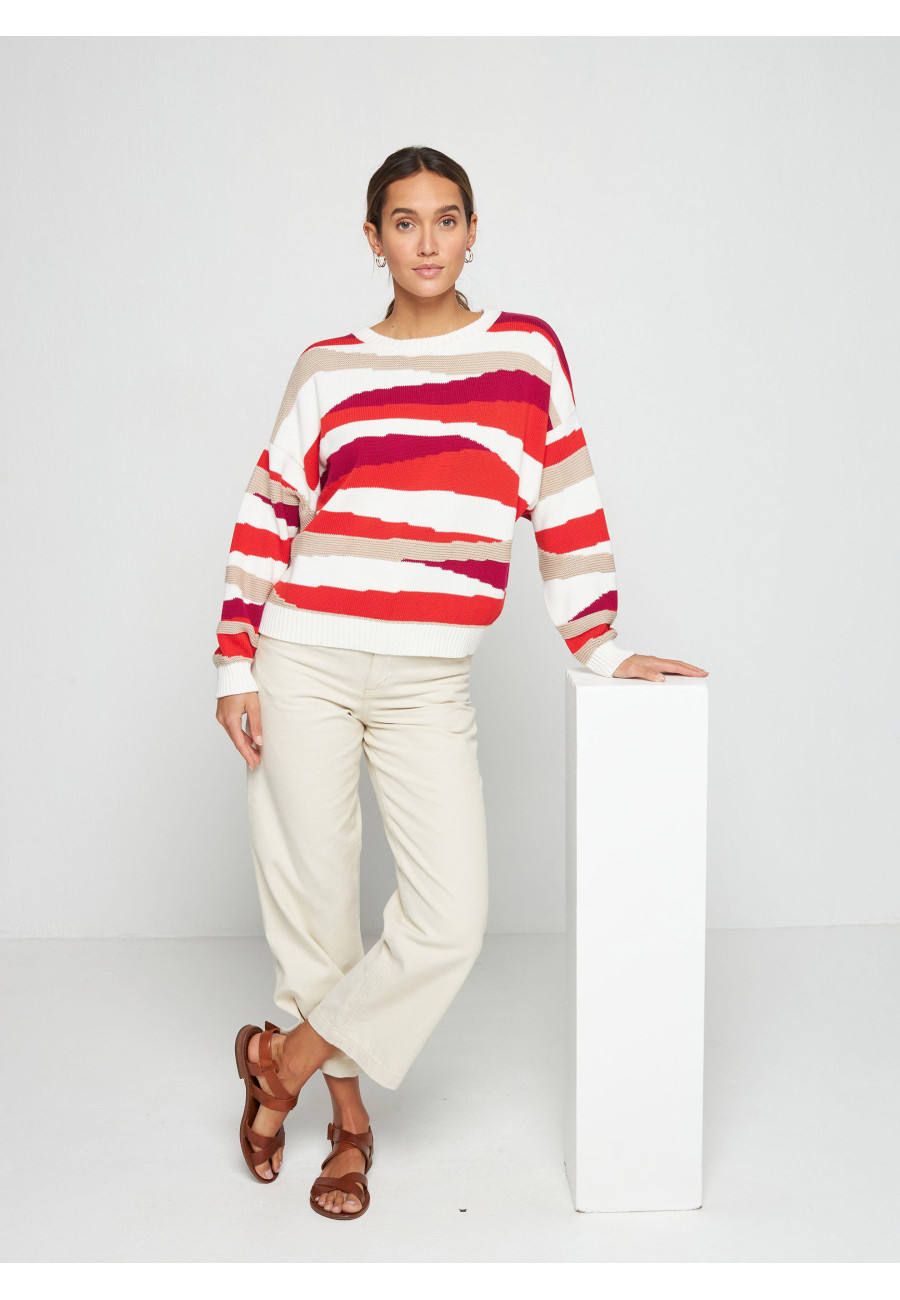 Pullover mit bunten Streifen aus Baumwolle - Solal