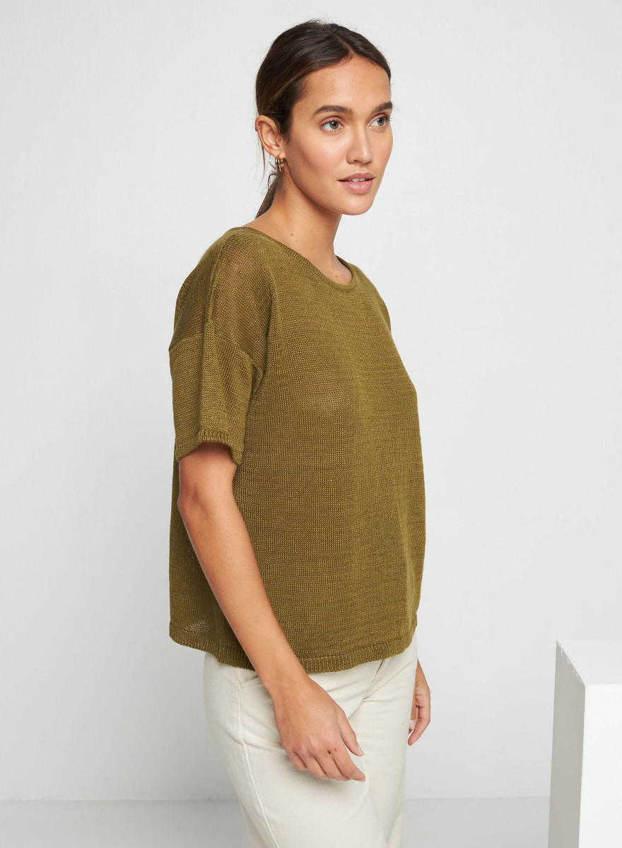 Hinten geknöpftes T-Shirt aus Leinen - Tilla