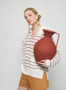 Pullover aus Leinen mit Polokragen - Tiara