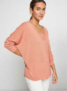 T-Shirt aus Flammgarn-Leinen mit Knopfleiste hinten - Tally