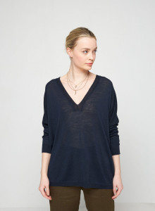 T-Shirt aus Flammgarn-Leinen mit Knopfleiste hinten - Tally