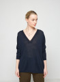 T-Shirt aus Flammgarn-Leinen mit Knopfleiste hinten - Tally
