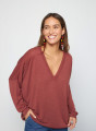 T-Shirt aus Flammgarn-Leinen mit Knopfleiste hinten - Tally