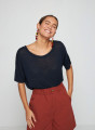 T-Shirt aus Flammgarn-Leinen mit Knopfleiste hinten - Tally