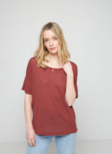 T-Shirt aus Flammgarn-Leinen mit Knopfleiste hinten - Tally