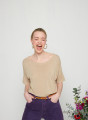 T-Shirt aus Flammgarn-Leinen mit Knopfleiste hinten - Tally