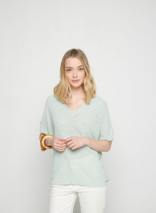 T-Shirt mit Fledermausärmeln aus Slub-Leinen - Tarra