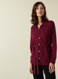 Veste boutonnée en cachemire col polo - Clemence
