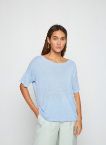 T-Shirt aus Flammgarn-Leinen mit Knopfleiste hinten - Tally