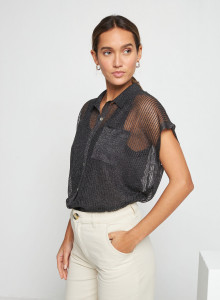 Bluse mit kurzen Ärmeln und Iris-Effekt - Stacy