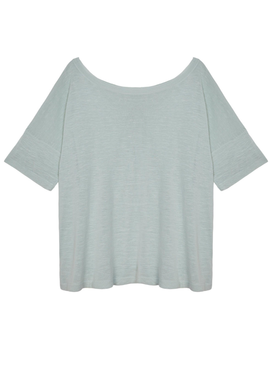 T-Shirt aus Flammgarn-Leinen mit Knopfleiste hinten - Tally