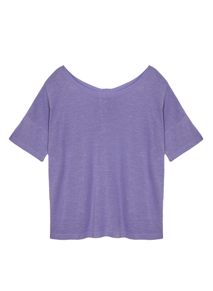T-Shirt aus Flammgarn-Leinen mit Knopfleiste hinten - Tally