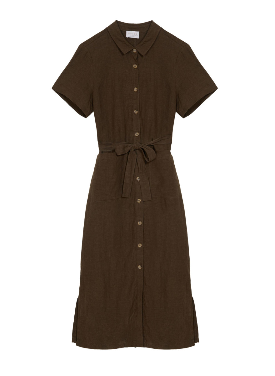 Kurzärmliges Hemdblusenkleid aus Leinen - Tori