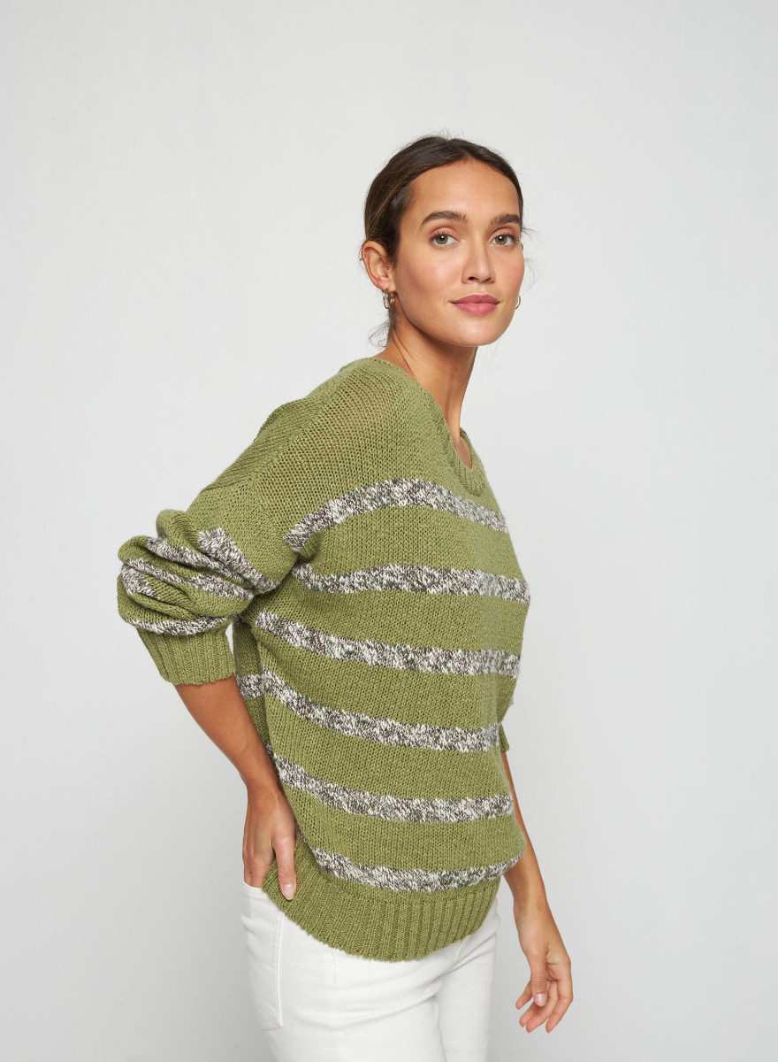 Gestreifter Pullover aus Baumwolle und Leinen - Thildie