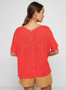 T-Shirt aus Flammgarn-Leinen mit Knopfleiste hinten - Tally