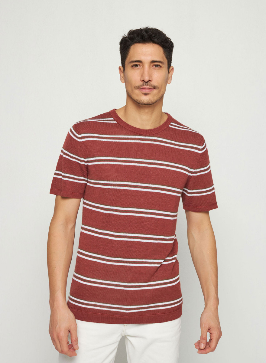 Gestreiftes T-Shirt aus Slub-Leinen - Remi