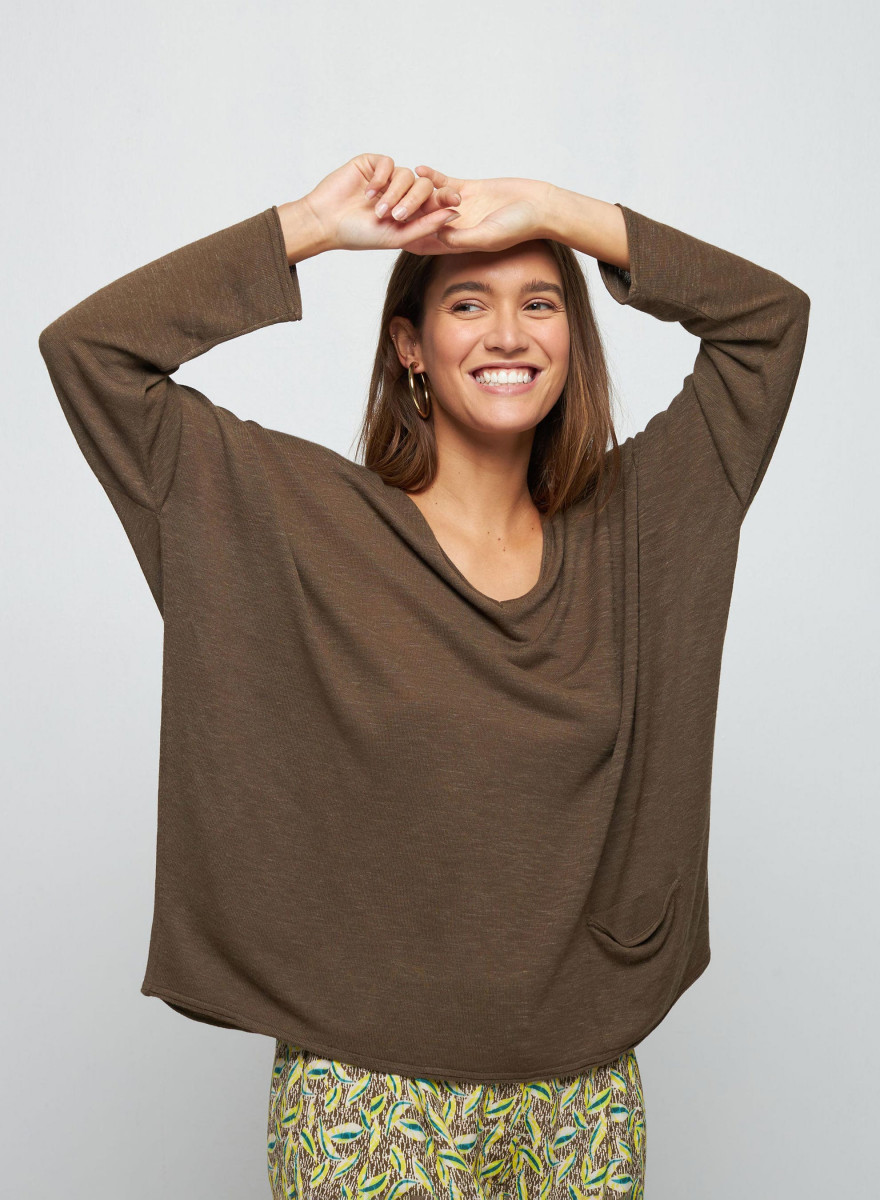 Weites T-Shirt aus geflammtem Leinen - Balou