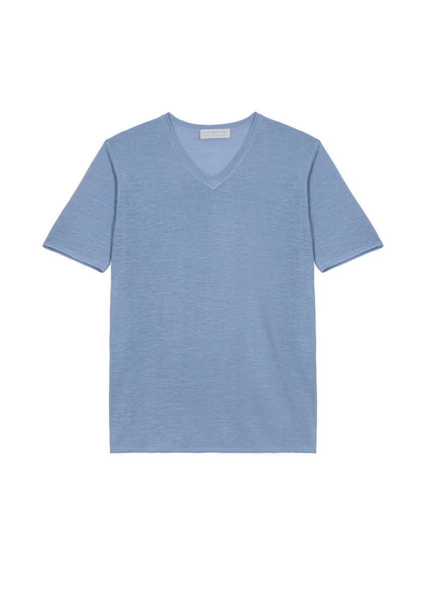 T-Shirt aus Slub-Leinen mit V-Ausschnitt - Reuben T-Shirt aus Slub-Leinen mit V-Ausschnitt - Reuben