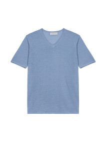 T-Shirt aus Slub-Leinen mit V-Ausschnitt - Reuben