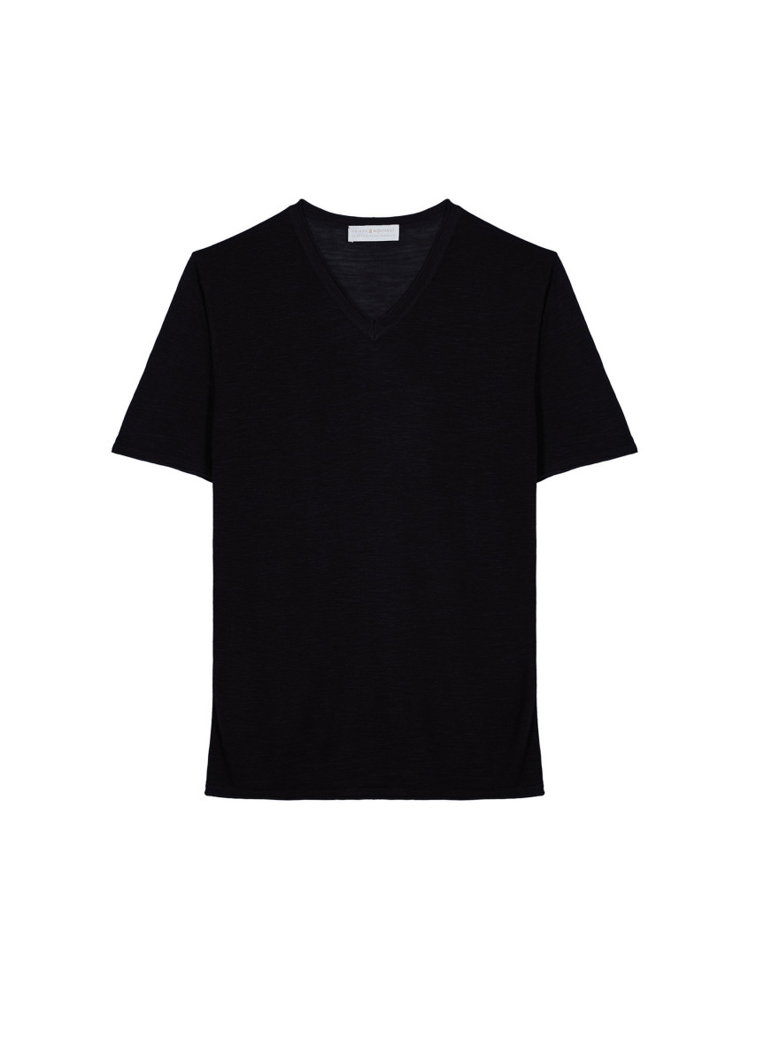 T-Shirt aus Slub-Leinen mit V-Ausschnitt - Reuben