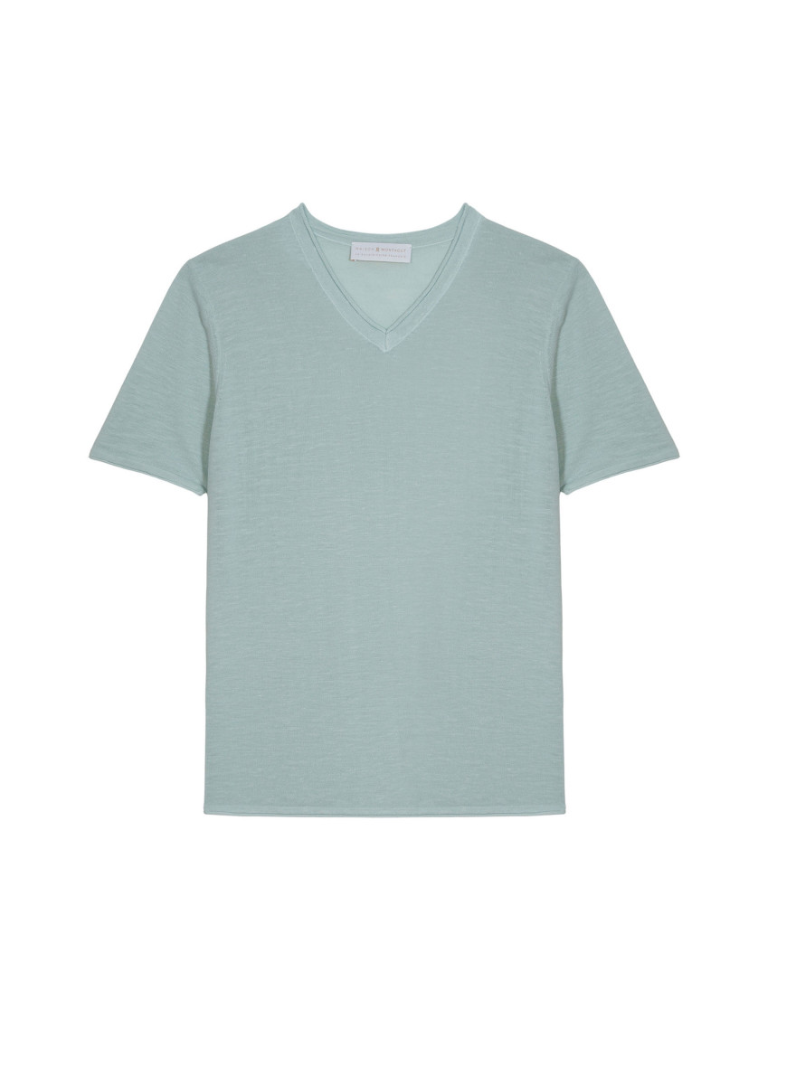 T-Shirt aus Slub-Leinen mit V-Ausschnitt - Reuben