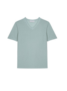 T-Shirt aus Slub-Leinen mit V-Ausschnitt - Reuben