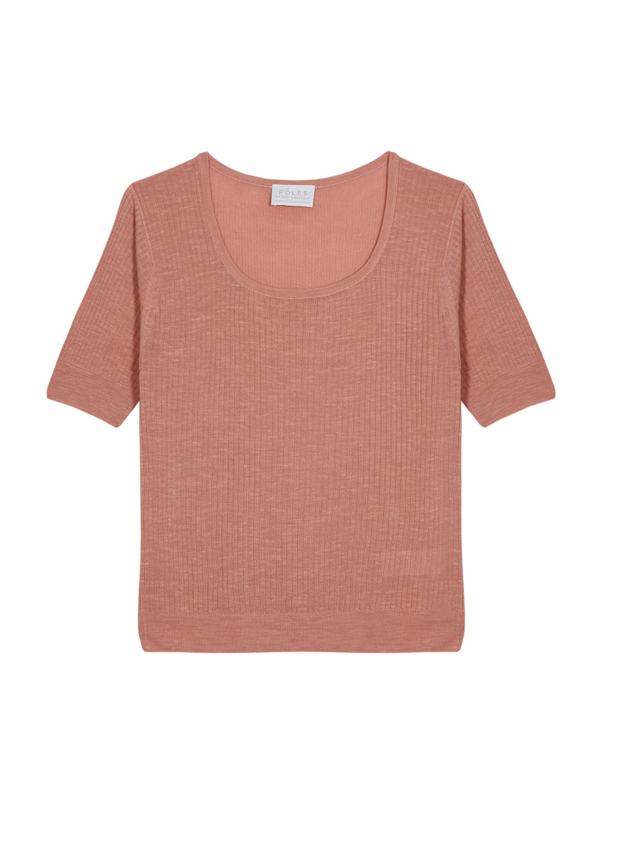 Rippstrick-T-Shirt aus Flammgarn-Leinen - Tahissa