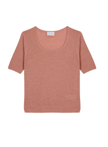 Rippstrick-T-Shirt aus Flammgarn-Leinen - Tahissa