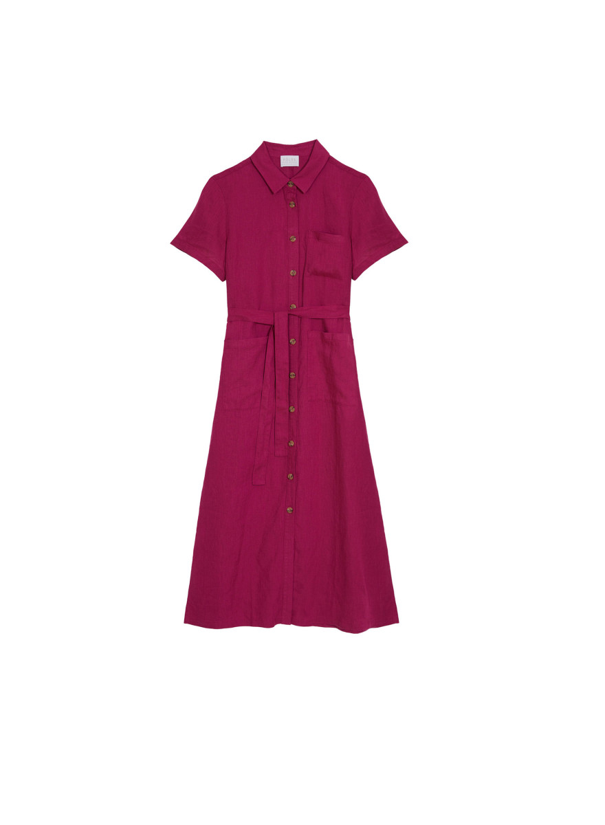 Kurzärmliges Hemdblusenkleid aus Leinen - Tori
