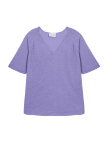 Ellbogenärmeliges T-Shirt aus Slub-Leinen - Bonbon