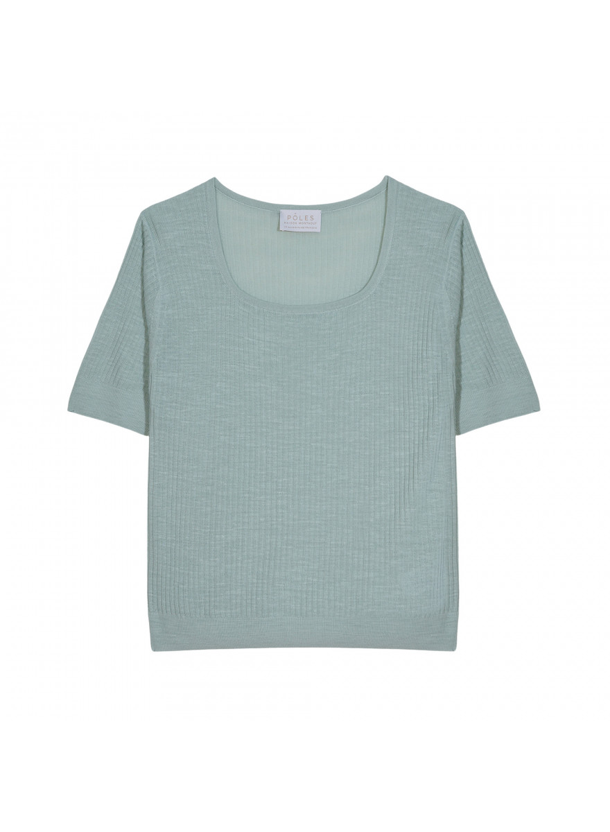 Rippstrick-T-Shirt aus Flammgarn-Leinen - Tahissa